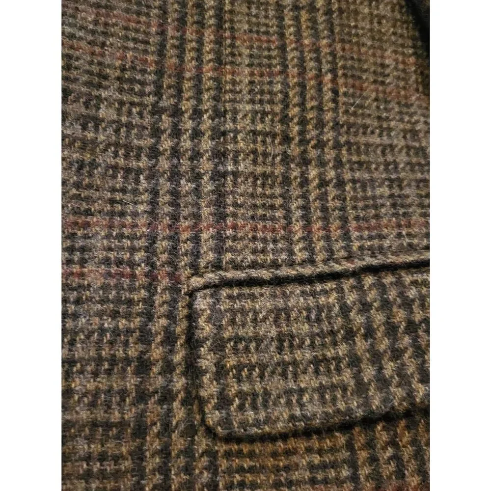 L.L. Bean Signature Blazer Men's 44 Brown Plaid Check Sport Coat Wool Classic